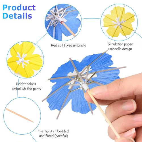 100 Pcs Colorful Cocktail Umbrellas - Drink & Party Decorations