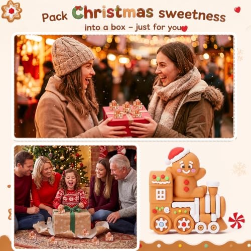 50 Pcs Christmas Gingerbread Train Figurines - Mini PVC Gingerbread Man Decoration Set