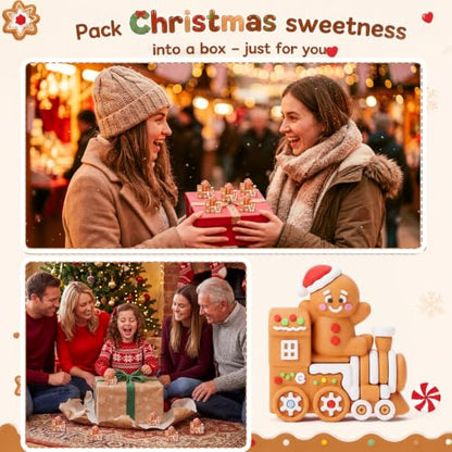 50 Pcs Christmas Gingerbread Train Figurines - Mini PVC Gingerbread Man Decoration Set