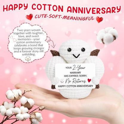 Funny 2nd Anniversary Cotton Gift for Couples Handmade Crochet Keepsake