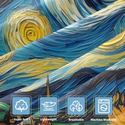 Starry Sunflowers Twin Air Mattress Sheet with Pump Cover 39x75x24in