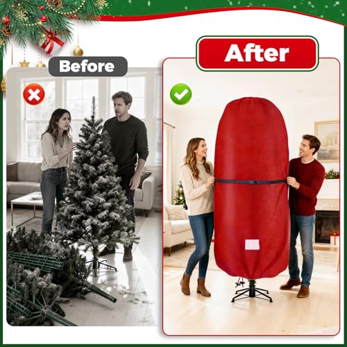 KHAMAL 6 FT Christmas Tree Cover Waterproof & Dustproof Storage Bag - Red