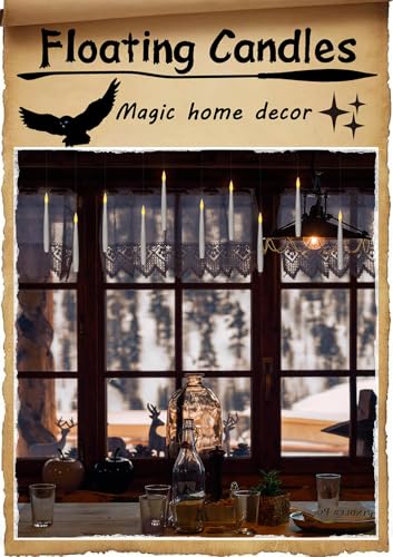 White 20Pcs Flameless Taper Floating Candles with Wand Halloween Decor