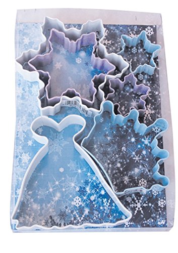 Snow Queen Cookie Cutter Set - Assorted Snowflakes, Crown, Princess Gown, 6-Piece