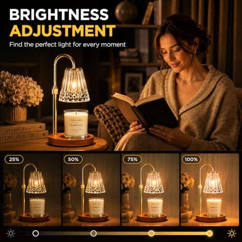 Yellow Candle Warmer Lamp with Timer & Dimmer – Adjustable Height, Flameless Safe Design