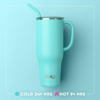 Swig Life 40oz Mega Mug - Insulated Tumbler with Handle & Straw | Dishwasher Safe, Full Bloom Design