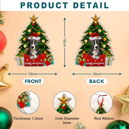Pitbull Dog Ornament Christmas Tree Decoration Gray - Pet Lover Gift