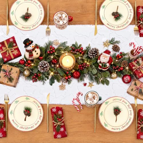 White Faux Fur Christmas Table Runner with Silver Sequin Trees - 13x48 Inches - Variation of THIS listing