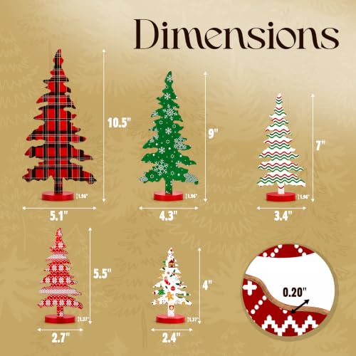 Indoor Wooden Christmas Tree Set - Rustic Holiday Decor, 5 Sizes