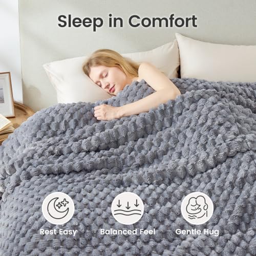 Queen Weighted Blanket 60x80 Inches 15lbs - Cozy Sherpa & Fleece Comfort