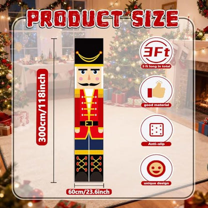 Christmas Long Strip Carpet Nutcracker Design 9.8x2Ft Non-Slip Indoor Rug