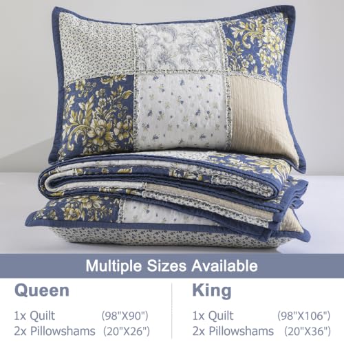 White Cotton Plaid Quilt Set King Size Bedspread with Shams - Vintage Rustic Bedding
