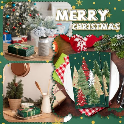Christmas Tree Napkins Bulk 200 Pieces Holiday Disposable Paper Towels