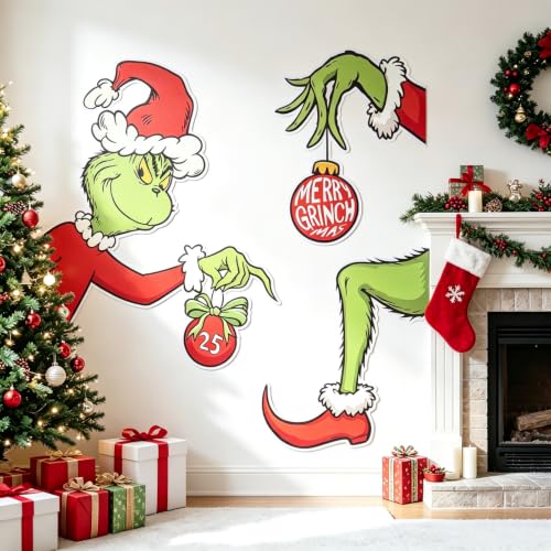 Large Christmas Door Stickers 52x48 Inches Holiday Window Wall Decal Seasonal Decor