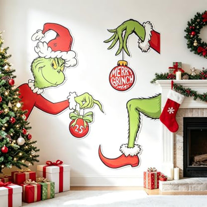 Large Christmas Door Stickers 52x48 Inches Holiday Window Wall Decal Seasonal Decor
