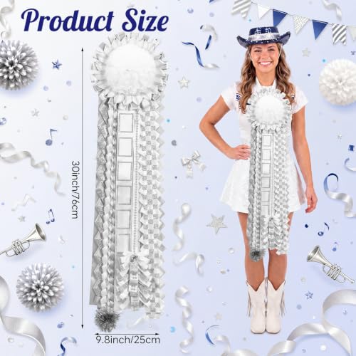 Large White Homecoming Mum Braid - 30 Inch School Spirit Corsage
