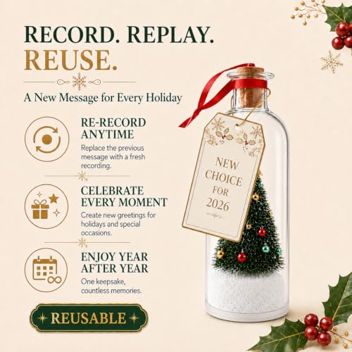 2 Pack Recordable Christmas Tree in a Bottle Ornaments - Personalized Holiday Decor