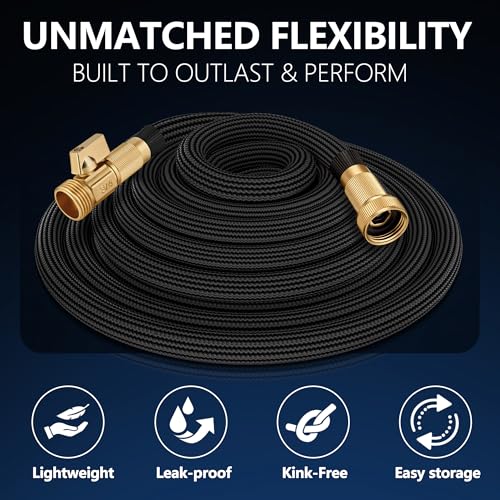 Flexible Garden Hose 25 FT with Kink-Free Design, 10-Pattern Sprayer & Brass Fittings
