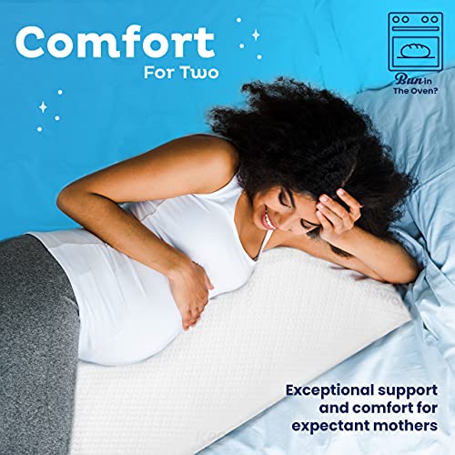 Snuggle-Pedic Body Pillow for Adults w/White pillowcase- Pregnancy Pillows w/Shredded Memory Foam - Firm Maternity Side Sleeper Pillow for Adults - Long Cuddle Pillow for Bed - 20x54 Full Body Pillow