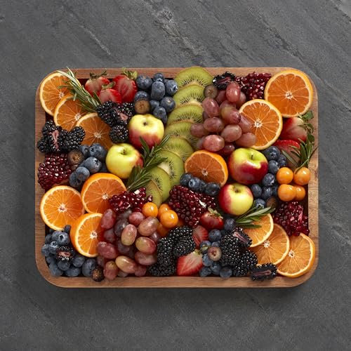 Farberware Build-A-Board Acacia Cutting Board with Built-in Compartments and Clear Locking Lid with White Handles, Perfect for Charcuterie, Snacks, and More - Make it. Take it. Enjoy it, 11x14 Inches