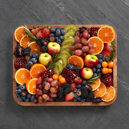 Farberware Build-A-Board Acacia Cutting Board with Built-in Compartments and Clear Locking Lid with White Handles, Perfect for Charcuterie, Snacks, and More - Make it. Take it. Enjoy it, 11x14 Inches