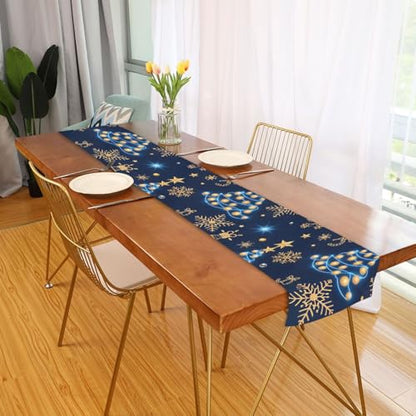 Alaza Christmas Tree Blue Snowflakes Table Runner 13x70 Inches - Multi