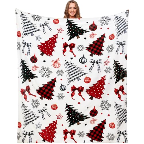 FuWeave Christmas Flannel Throw Blanket 50 x 60 Inches Buffalo Plaid