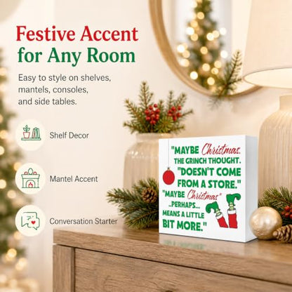 Christmas Decor Wooden Box Sign - Winter Home Decorations Sign 10