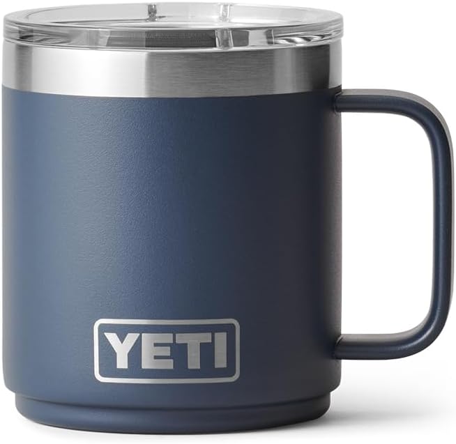 YETI Rambler 10 oz Vacuum Insulated Ceramic Lined Mug - Stainless Steel with MagSlider Lid, Navy
