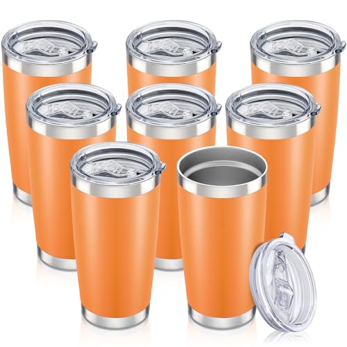 Orange 20 oz Insulated Stainless Steel Tumbler with Lid - Bulk Drinkware