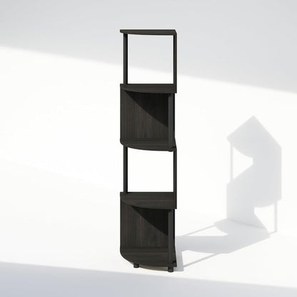 Furinno 4-Tier Bookshelf - Zigzag Corner Design | Espresso/Black | Perfect for Living Room, Bedroom, Home Office