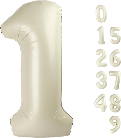 Number Balloons - 40 Inch Cream White 1 Balloon for 1st Birthday Party Decorations & Baby Showers