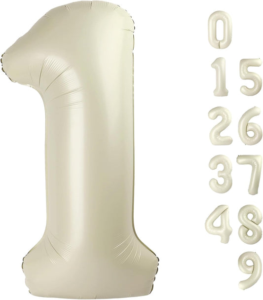 Number Balloons - 40 Inch Cream White 1 Balloon for 1st Birthday Party Decorations & Baby Showers