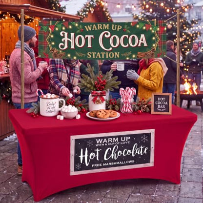 Christmas Hot Chocolate Tablecloth 6ft - Festive Party Decor, Variation: 1 / Christmas Hot Chocolate