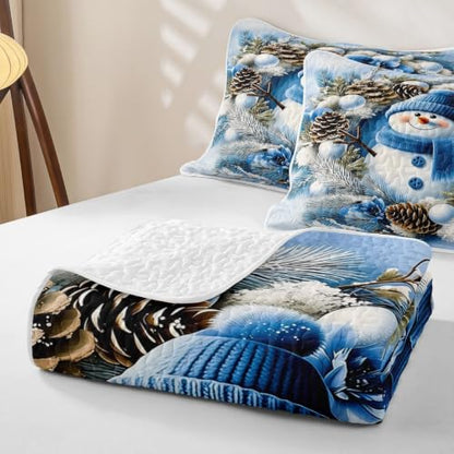 Castle Fairy Snowman Wreath King Size Quilt Set - Multi 06, Blue, All Season Bedding