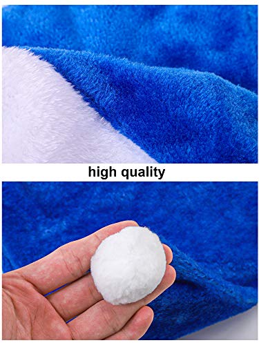 Blue Christmas Hats for Adults - 6 Pack, Santa Hat Holiday Costume