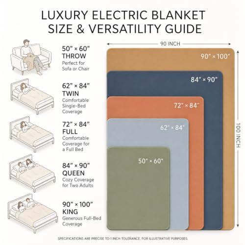 Dark Grey Electric Heated Throw Blanket 50x60 with 10 Heat Settings & Auto Shut Off
