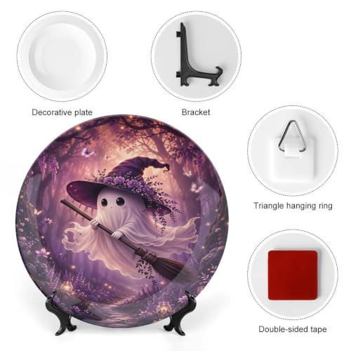 Enchanted Forest Ghost Halloween Bone China Decorative Plate 6 Inch - Style-3