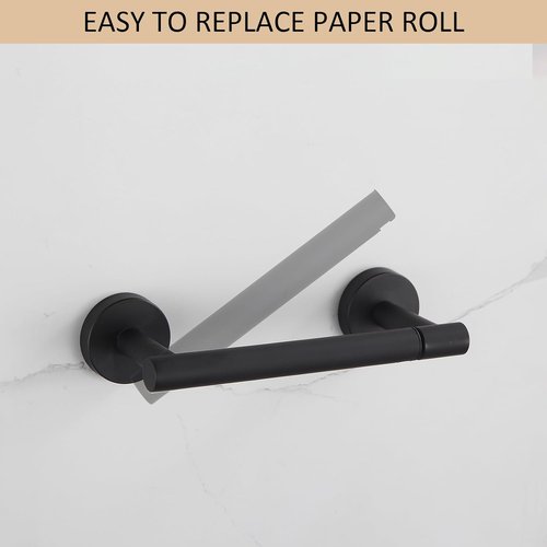 BGL Toilet Paper Holder - Matte Black Wall-Mounted SUS 304 Stainless Steel | Pivoting Double Post Design