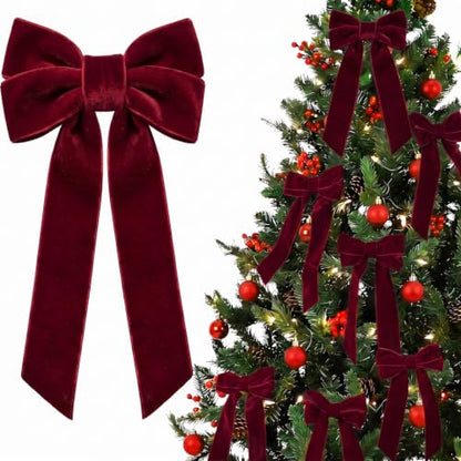16 Pcs Velvet Christmas Tree Bows Set - Holiday Decorations & Wreath Accents