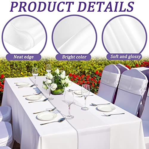 White Satin Table Runners Bulk Pack 12 x 108 Inches for Weddings & Events - 6 Pieces