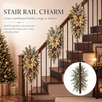 Grapevine Teardrop Swag Wreath Base 20 Inch with 40 Floral Wire Stems - Variation 42