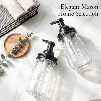 Amolliar 16oz Glass Mason Jar Foam Dispenser Black - 1 Pack