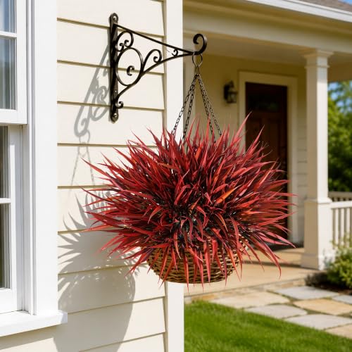 Fall Red Artificial Plants Outdoor Faux Greenery 12Pcs UV Resistant Bushes
