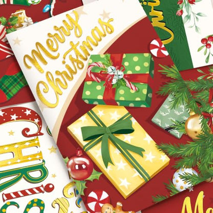 Christmas Card 36 Pack Foil Stamped Blank Greeting Cards with Envelopes - Chrastmas Variation