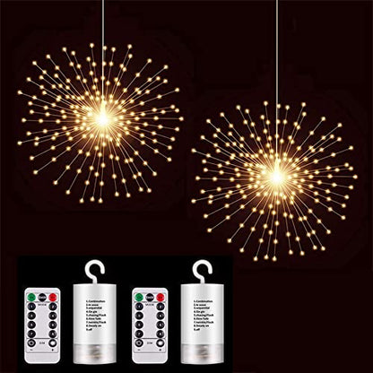 2 Pack 17 Inch Warm White Starburst Sphere String Lights with Timer
