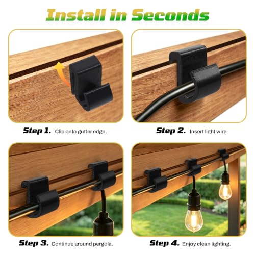 Outdoor String Light Clips for Pergolas - 35-Pack Weather-Resistant Wire Holders