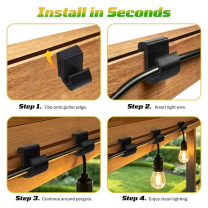 Outdoor String Light Clips for Pergolas - 35-Pack Weather-Resistant Wire Holders