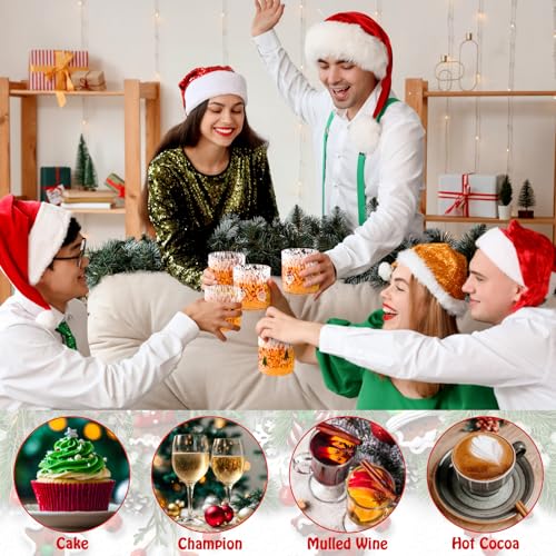 Mimorou Christmas Icon Glasses Set - 14 Oz Xmas Tree & Snowman, Green & White