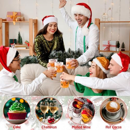 Mimorou Christmas Icon Glasses Set - 14 Oz Xmas Tree & Snowman, Green & White